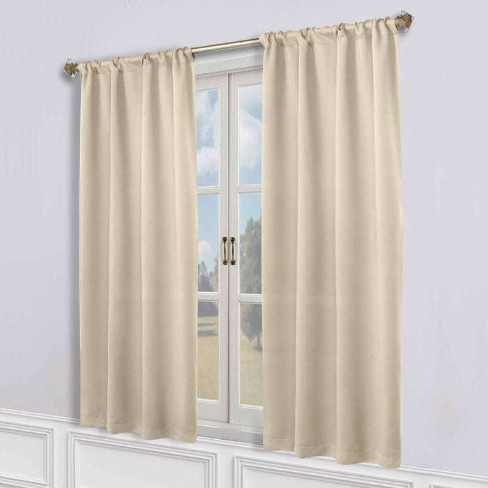 Solid Machine Washable Room Darkening Blackout Curtains, Set of 2