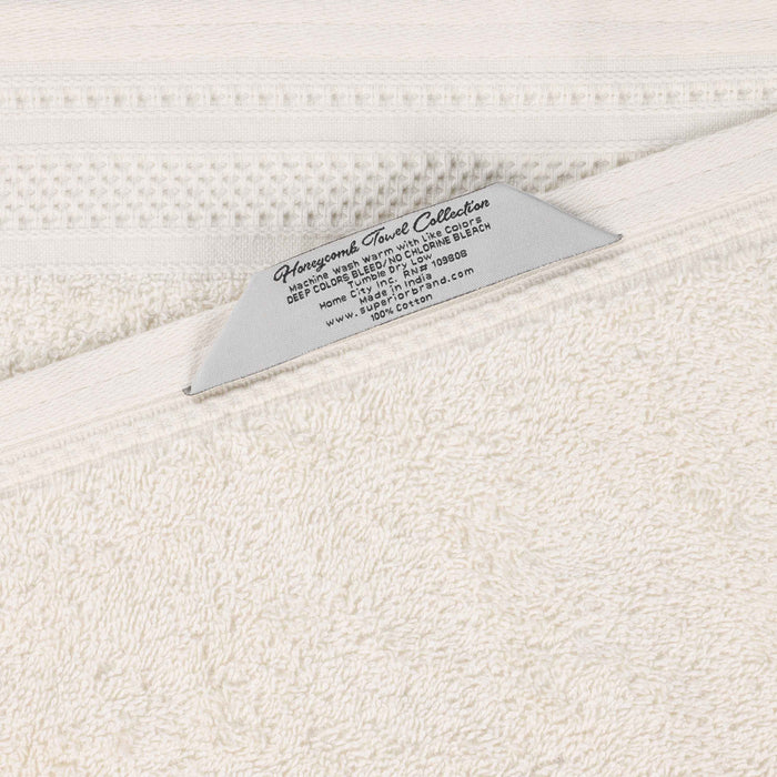 Honeycomb Textured Waffle Border Luxury Cotton 3 Piece Towel Set