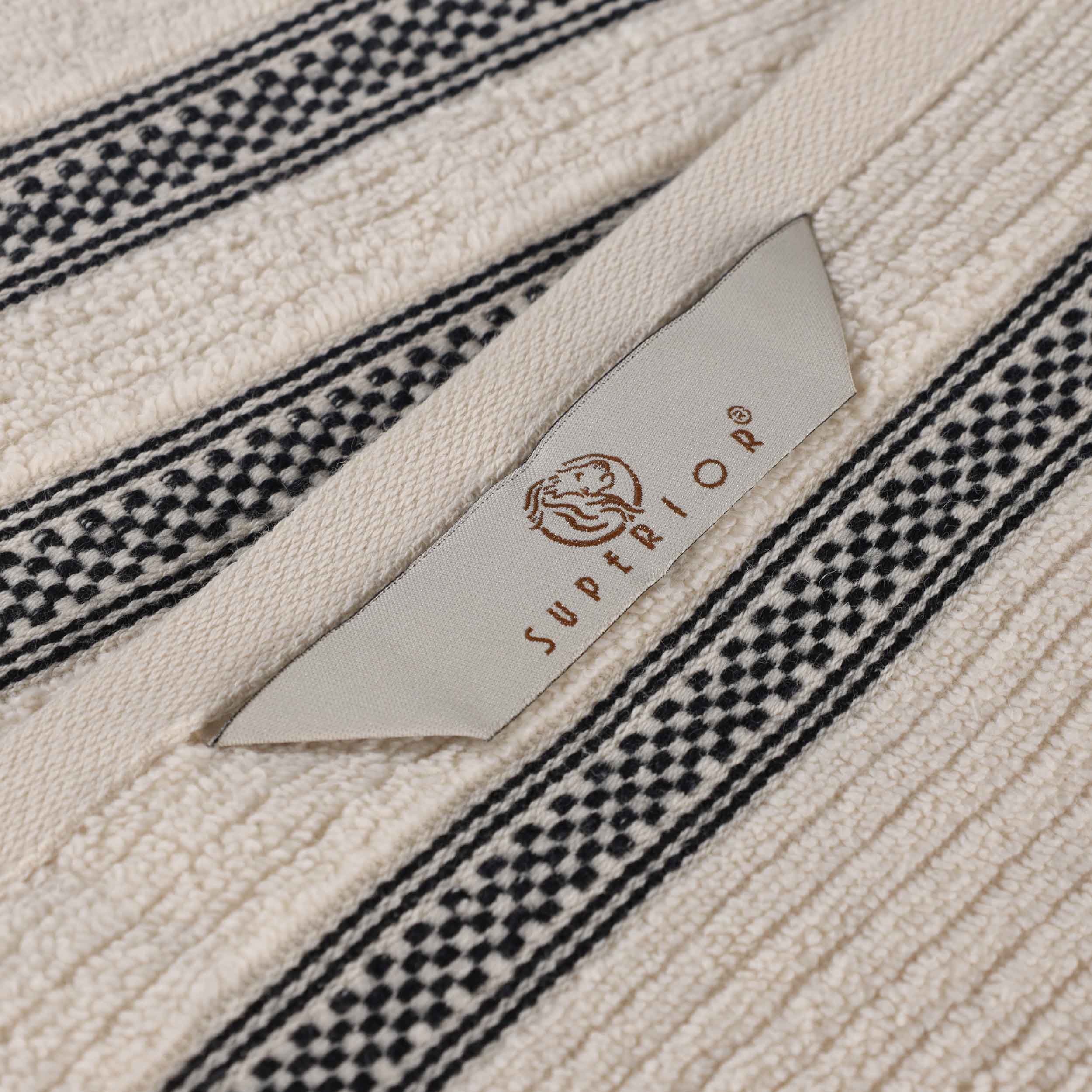 Zero Twist Cotton Ribbed Geometric Border Plush 9 Piece Towel Set - Blue Nile Mills