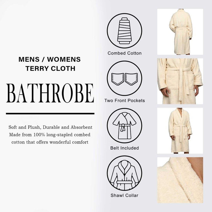 Cotton Ultra Soft Terry Adult Unisex Lightweight Luxury Bathrobe