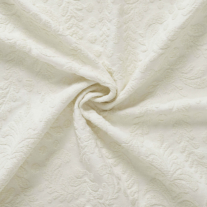 Aspen Cotton Blend Jacquard Woven Floral Scalloped Edges Bedspread Set - Ivory