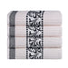 Athens Cotton Greek Scroll and Floral 4 Piece Assorted Bath Towel Set - Ivory-Black