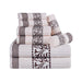 Athens Cotton with Greek Scroll and Floral Pattern 8-Piece Towel Set - Ivory-Chocolate