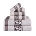 Athens Cotton Greek Scroll and Floral 6-Piece Assorted Towel Set - Ivory-Chocolate