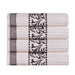 Athens Cotton Greek Scroll and Floral 4 Piece Assorted Bath Towel Set - Ivory-Chocolate