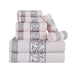 Athens Cotton with Greek Scroll and Floral Pattern 8-Piece Towel Set - Ivory-Chrome