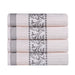 Athens Cotton Greek Scroll and Floral 4 Piece Assorted Bath Towel Set - Ivory-Chrome