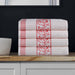 Athens Cotton Greek Scroll and Floral 4 Piece Assorted Bath Towel Set - Ivory-Coral