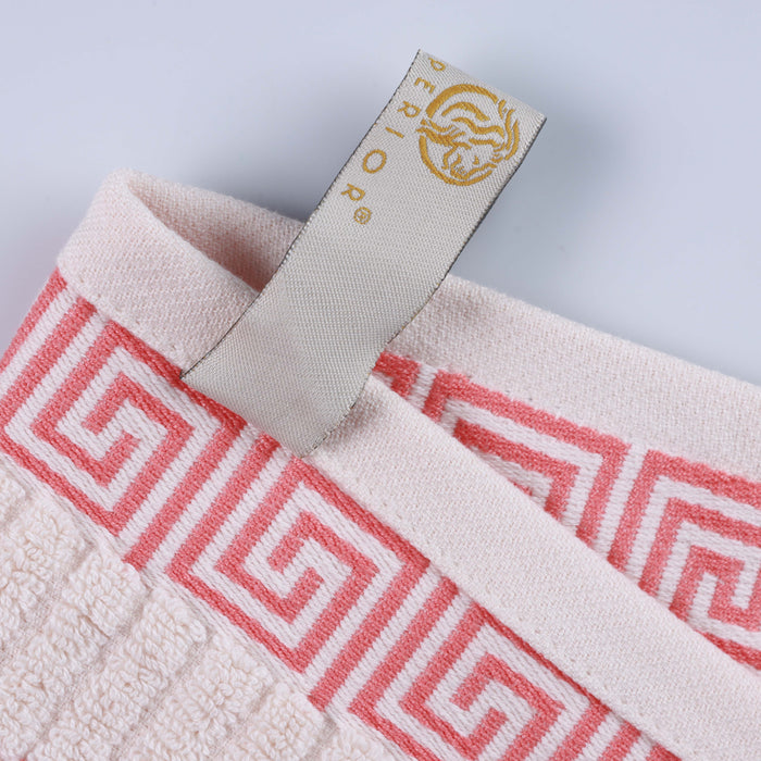 Athens Cotton Greek Scroll and Floral 6-Piece Assorted Towel Set - Ivory-Coral