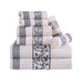 Athens Cotton with Greek Scroll and Floral Pattern 8-Piece Towel Set - Ivory-Gray