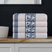 Athens Cotton Greek Scroll and Floral 4 Piece Assorted Bath Towel Set - Ivory-NavyBlue