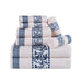 Athens Cotton with Greek Scroll and Floral Pattern 8-Piece Towel Set - Ivory-NavyBlue