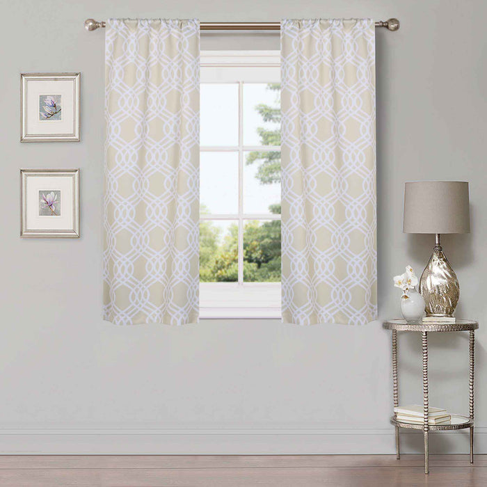 Ribbon Trellis Washable Room Darkening Blackout Curtain Panel Set