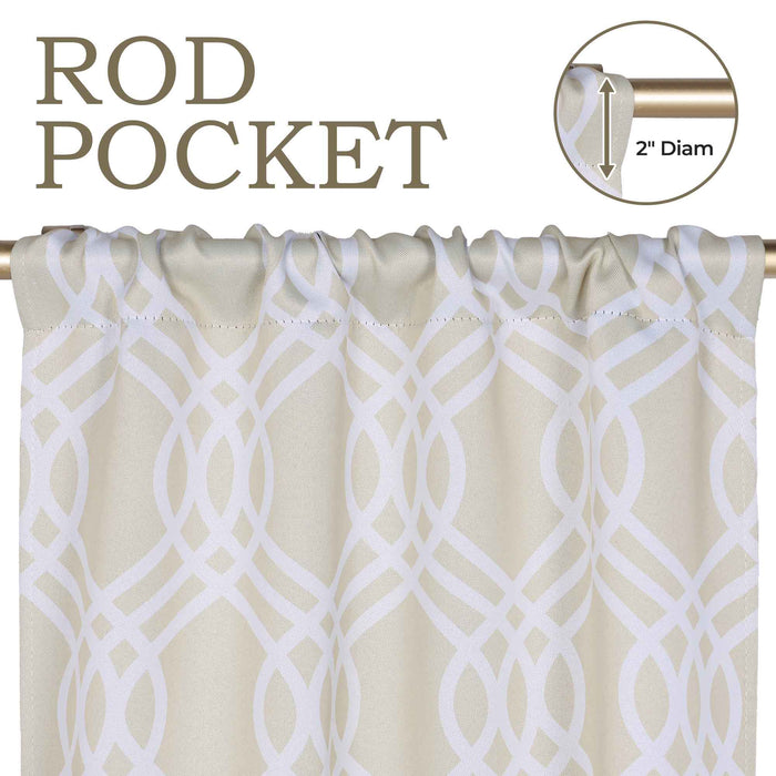 Ribbon Trellis Washable Room Darkening Blackout Curtain Panel Set