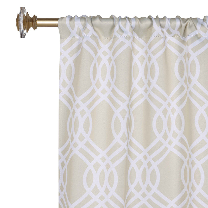 Ribbon Trellis Washable Room Darkening Blackout Curtain Panel Set