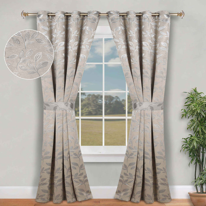 Leaves Machine Room Darkening Blackout Curtains, Set of 2