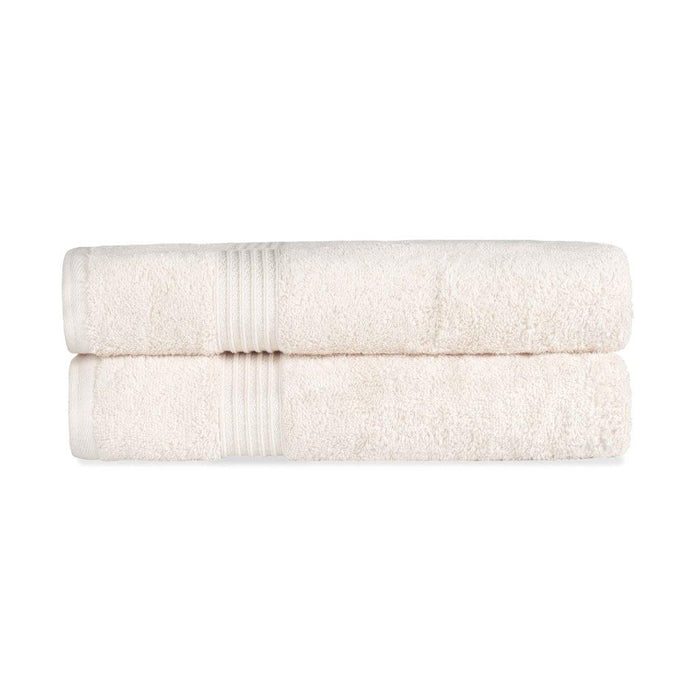 Egyptian Cotton Solid 2 Piece Bath Sheet Towel Set - Ivory