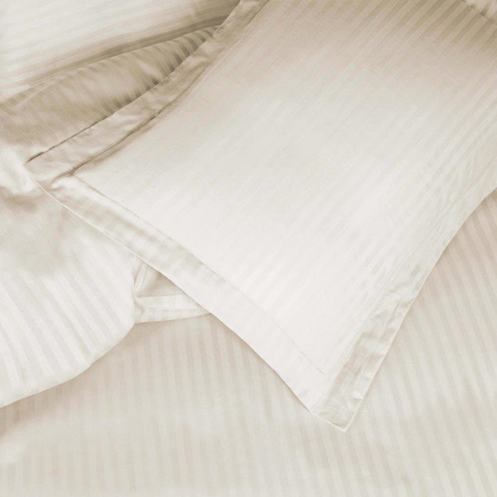 Egyptian Cotton 600 Thread Count Striped Duvet Cover Set - Ivory