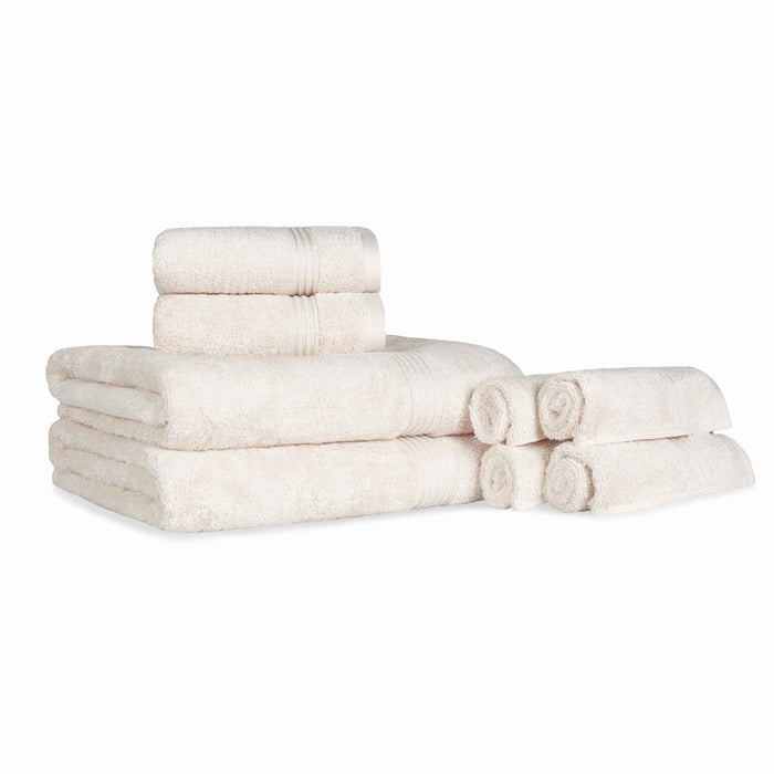 Egyptian Cotton Highly Absorbent Solid 8 Piece Ultra Soft Towel Set - Ivory