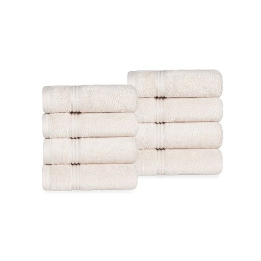 Egyptian Cotton 8 Piece Solid Hand Towel Set - Ivory