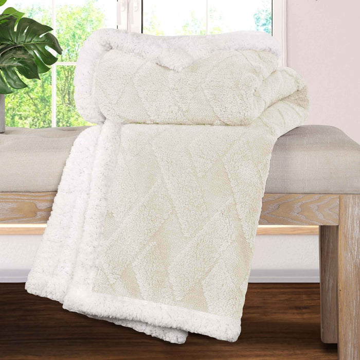 Nuuk Reversible Jacquard Lattice Plush Sherpa Fleece Blanket