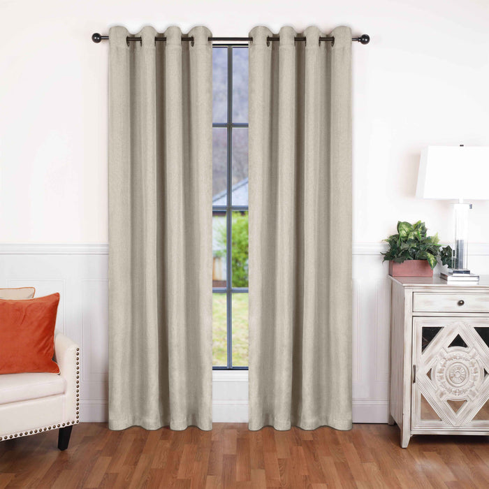 Linen Washable Room Darkening Blackout Curtains, Set of 2 Panels