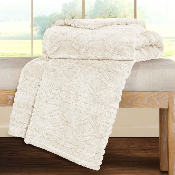 Arctic Boho Jacquard Plush Fleece Blanket