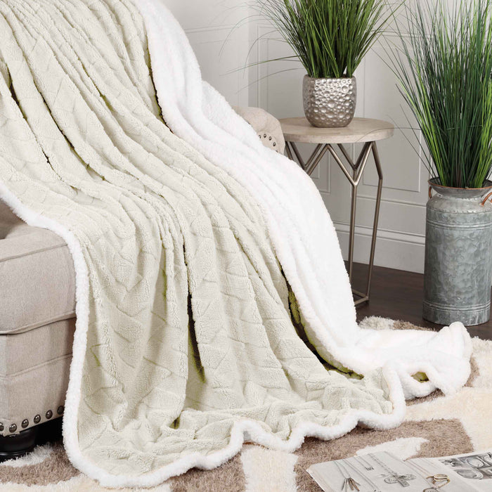 Nuuk Reversible Jacquard Lattice Plush Sherpa Fleece Blanket