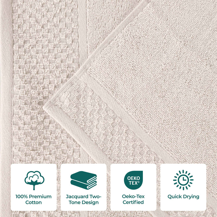 Lodie Cotton Plush Soft Absorbent Jacquard Solid 3 Piece Towel Set