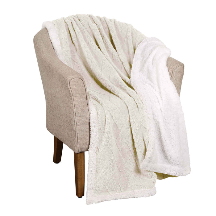 Nuuk Reversible Jacquard Lattice Plush Sherpa Fleece Blanket