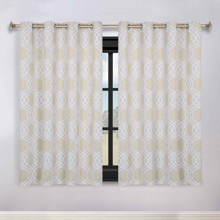 Ribbon Trellis Washable Room Darkening Blackout Curtain Panel Set