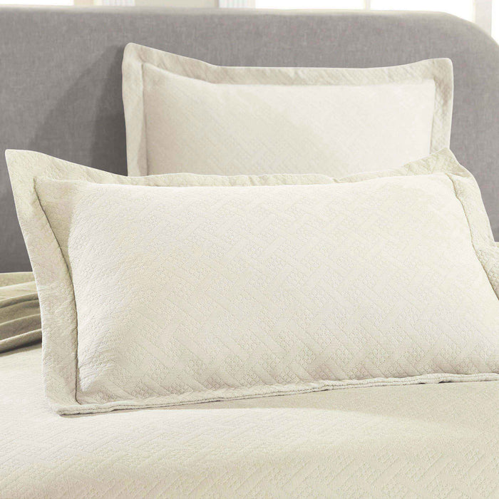 Basket Weave Matelasse Cotton Bedspread Set - Ivory