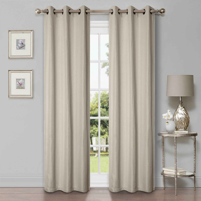 Linen Washable Room Darkening Blackout Curtains, Set of 2 Panels