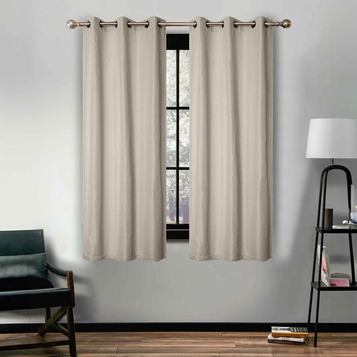 Linen Washable Room Darkening Blackout Curtains, Set of 2 Panels