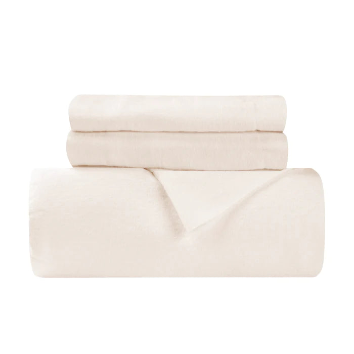 Flannel Solid Duvet Cover and Pillow Sham Set  - Ivory