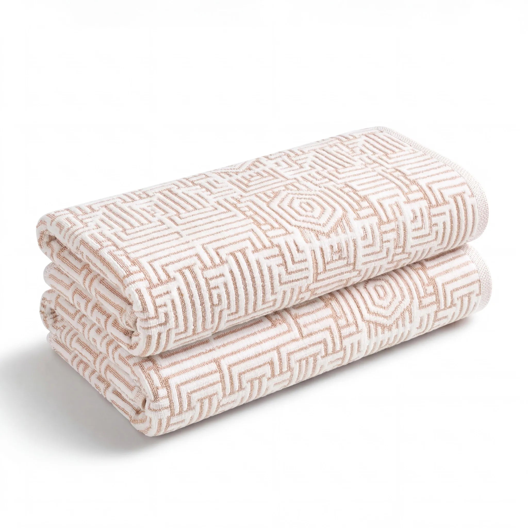 BNM Jasper Cotton Geometric Jacquard Plush Bath Towel Set 2-Piece