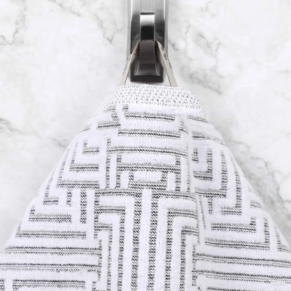 BNM Jasper Cotton Geometric Jacquard Plush Bath Towel Set 2-Piece