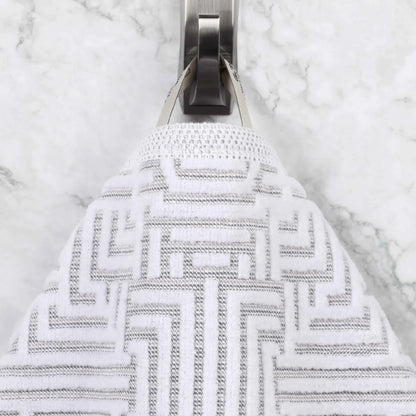BNM Jasper Cotton Geometric Jacquard Plush Bath Towel Set 2-Piece