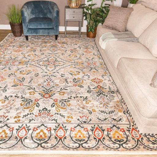 Jacinda Rustic Floral Paisley Indoor Area Rug Or Runner Rug - Tan