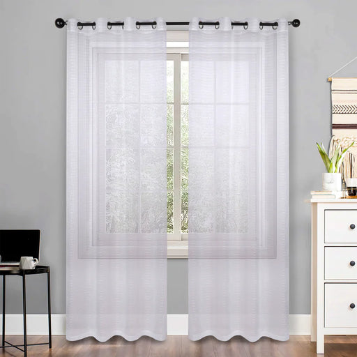 Jackson Striped Sheer Window Curtain Panels, Set of 2