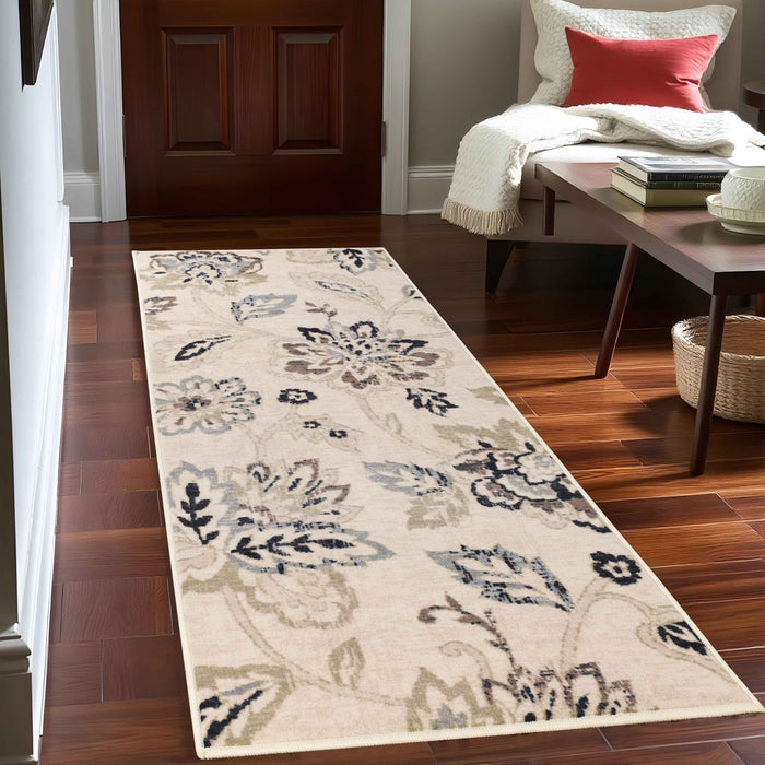 Jacobean Floral Modern Farmhouse Indoor Area Rugs or Runner Rug