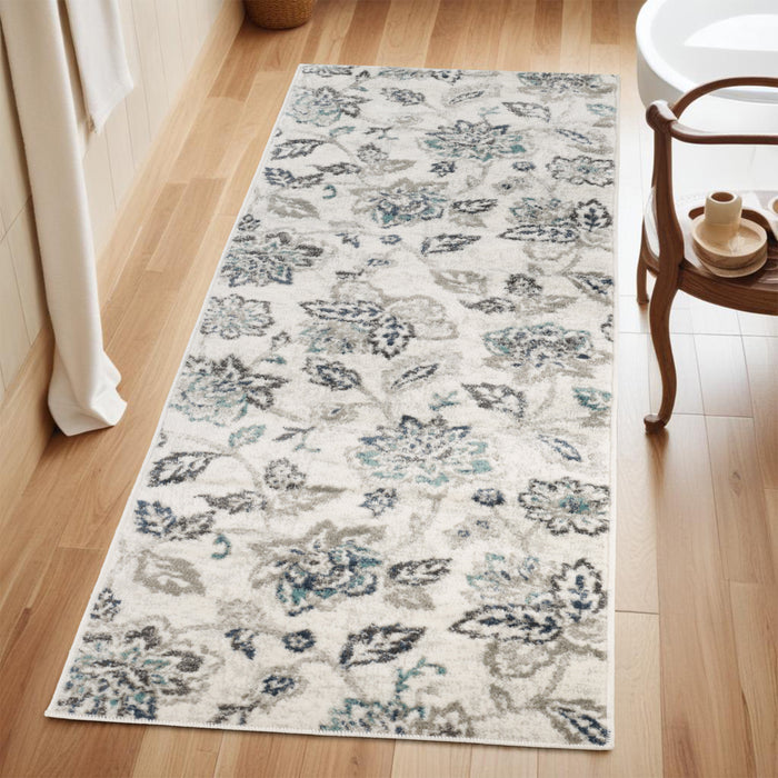 Jacobean Floral Modern Farmhouse Indoor Area Rug or Runner Rug - DeepRoyal