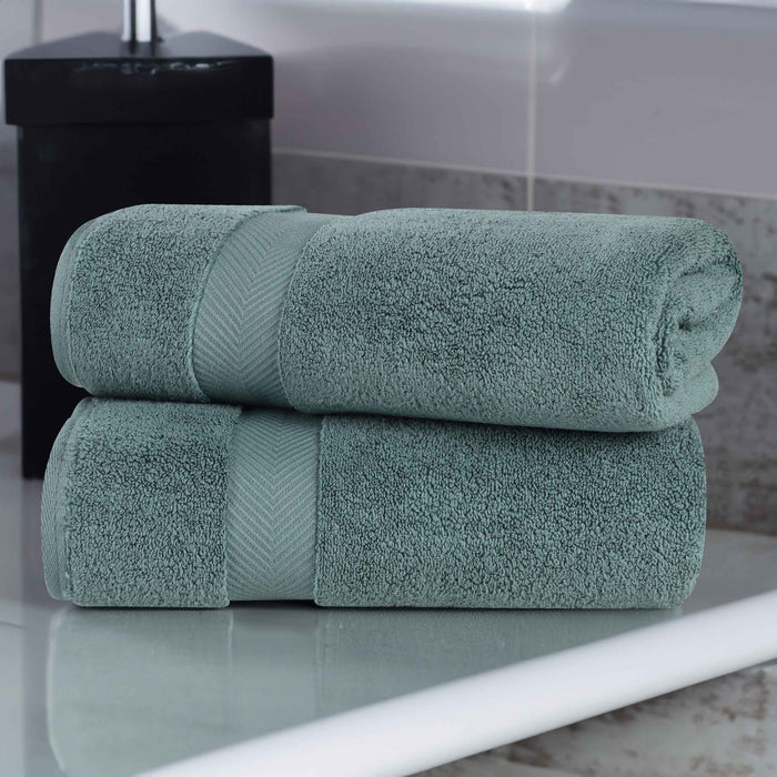 Cotton Zero Twist 2 Piece Bath Sheet Towel Set - Jade Green