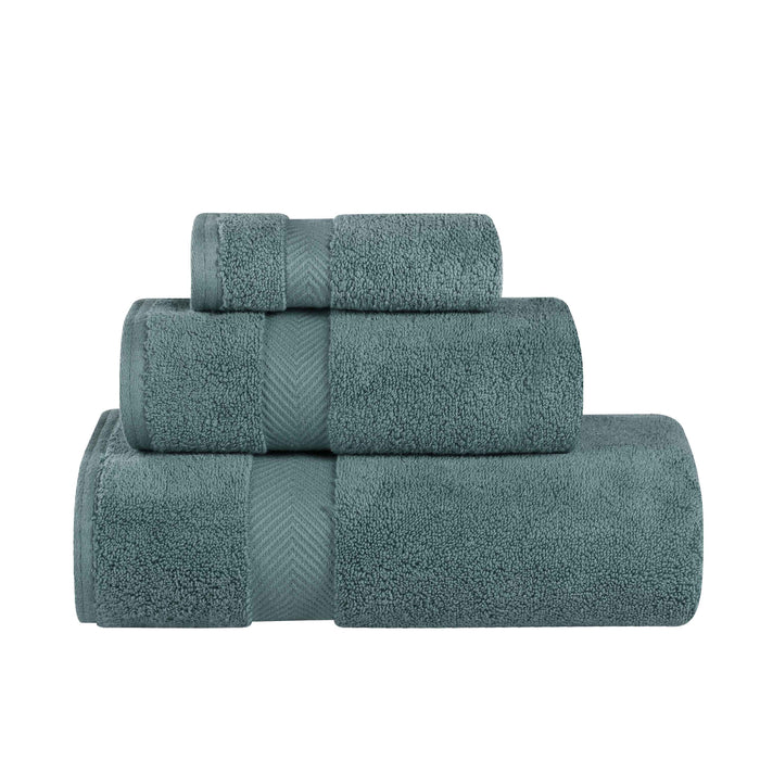 Cotton Zero Twist Solid 3 Piece Towel Set - Jade