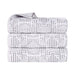 Cotton Modern Geometric Jacquard Plush Absorbent Bath Towel Set of 3 - Platinum