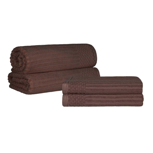 Soho Ribbed Textured Cotton Ultra-Absorbent Bath Sheet / Bath Towel Set - Java