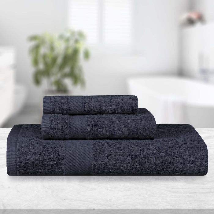 Kendell Egyptian Cotton Quick Drying 3 Piece Towel Set - Black