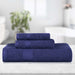 Kendell Egyptian Cotton Quick Drying 3 Piece Towel Set - Navy Blue