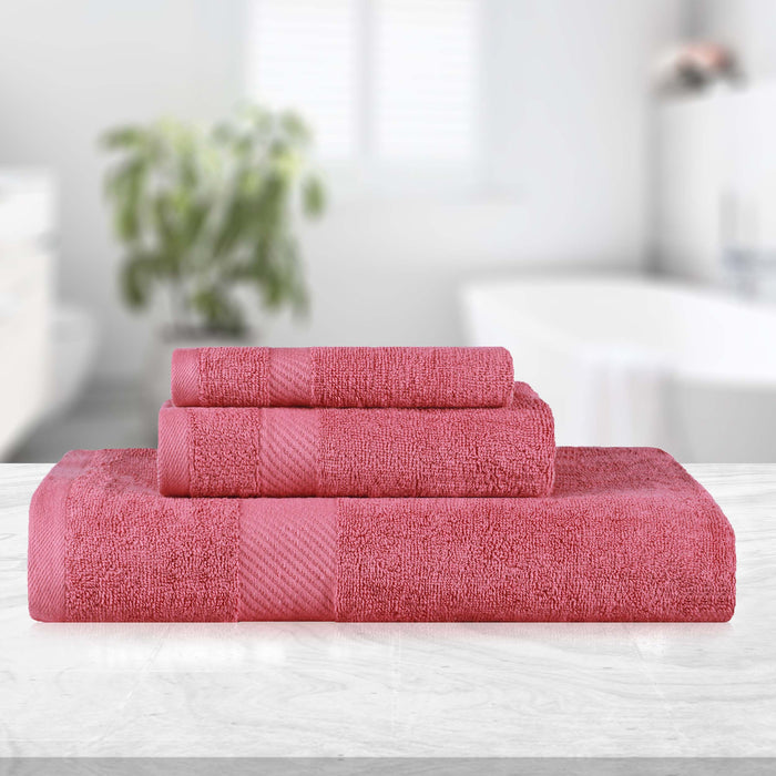 Kendell Egyptian Cotton Quick Drying 3 Piece Towel Set - Sandy Rose