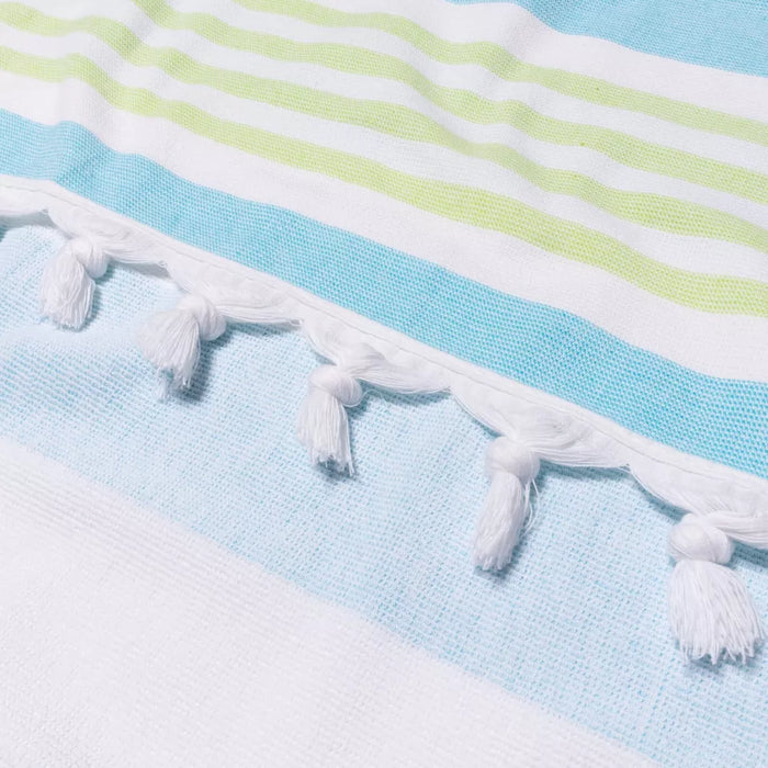 Coastal Resort Stripe Fouta 4 Piece Beach Towel with Tassels - Keywest